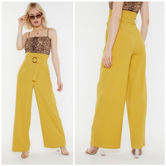 Nasty Gal Pants - NEW Nasty Gal Belted Wide Leg Paper Bag Waist Pant
